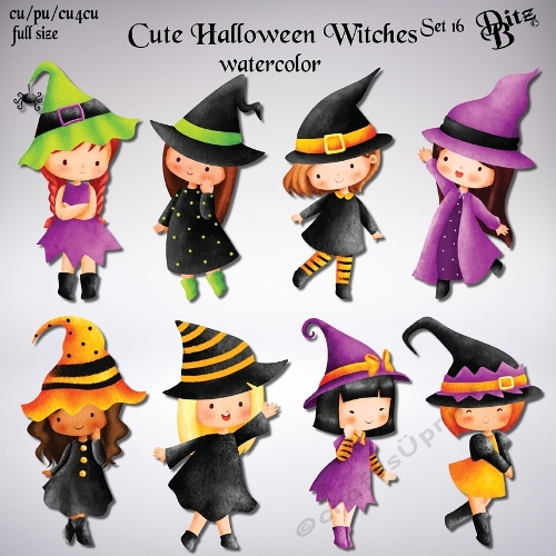 Cute Halloween Witches Set 16