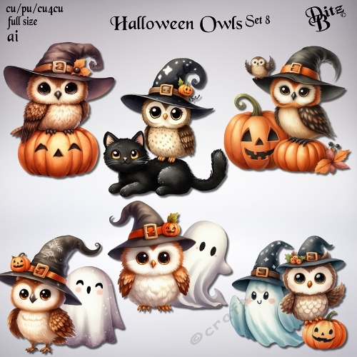 Halloween Owls Set 8