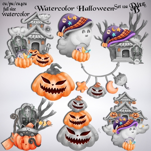Watercolor Halloween Set 12a