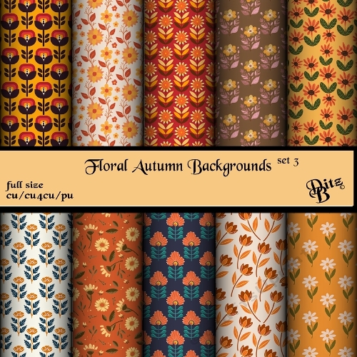 Floral Autumn Backgrounds Set 3