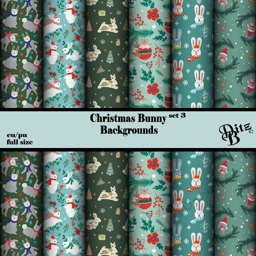 Christmas Bunny Backgrounds Set 3