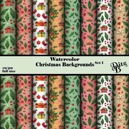 Watercolor Christmas Backgrounds Set 1
