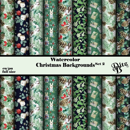 Watercolor Christmas Backgrounds Set 2