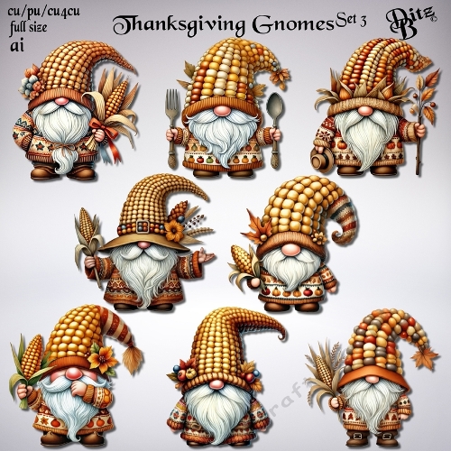 Thanksgiving Gnomes Set 3