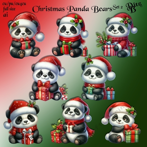 Christmas Pandas Set 2