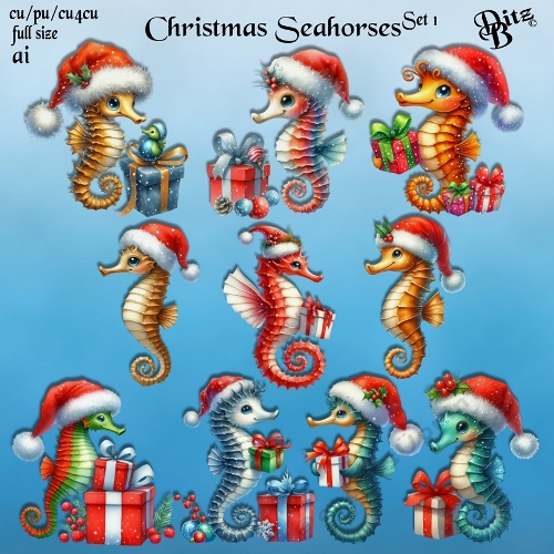 Christmas Seahorses Set 1