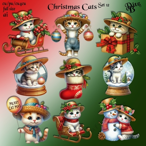 Christmas Cats Set 12