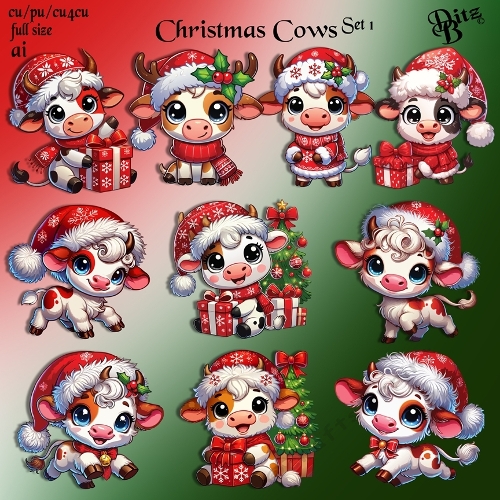 Christmas Cows Set 1