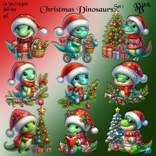Christmas Dinosaurs Set 1