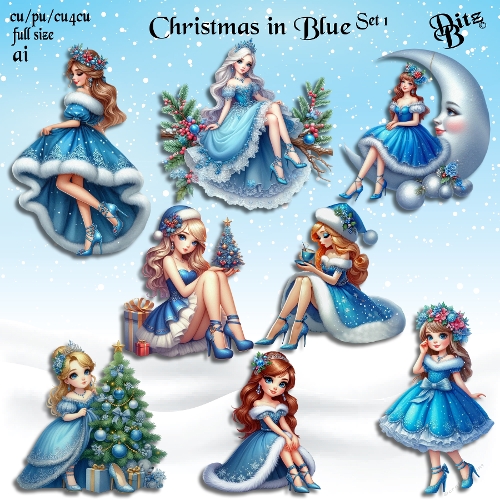Christmas in Blue Set 1