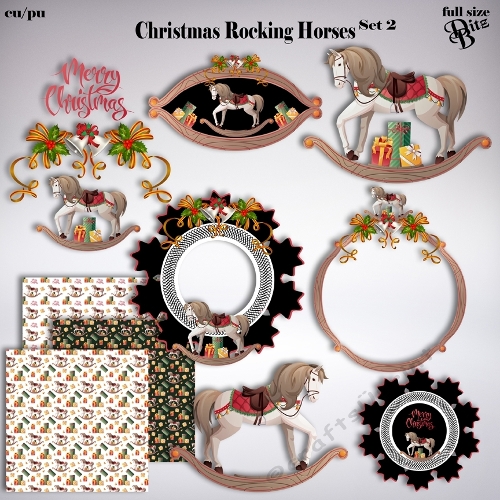 Christmas Rocking Horses Set 2
