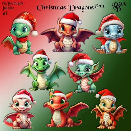 Christmas Dragons Set 3