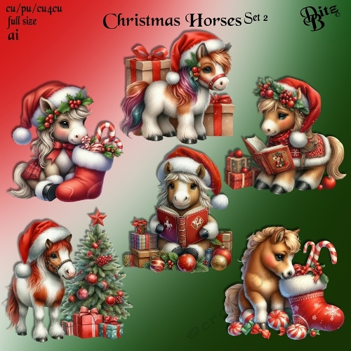 Christmas Horses Set 2