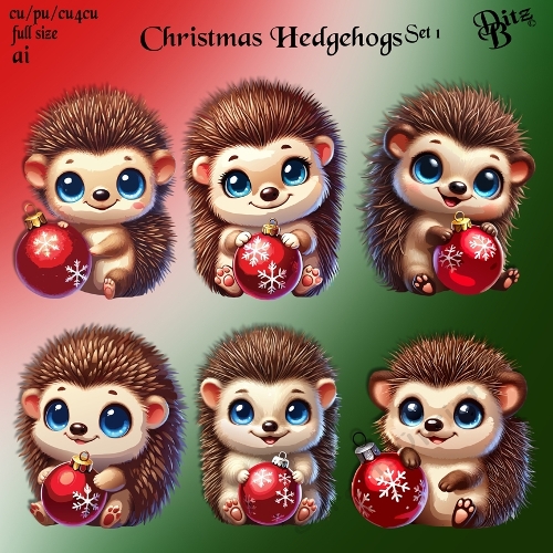 Christmas Hedgehogs Set 1