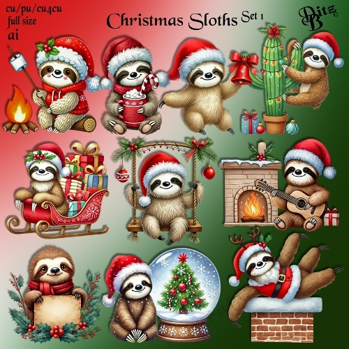 Christmas Sloths Set 1