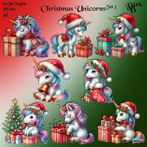 Christmas Unicorns Set 3