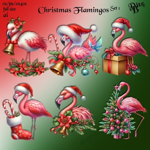 Christmas Flamingos Set 1