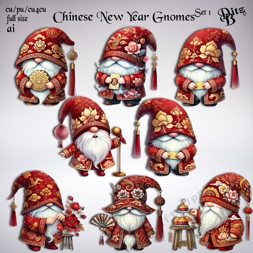 Chinese New Year Gnomes Set 1