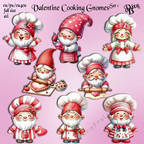 Valentine Cooking Gnomes Set 1