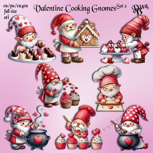 Valentine Cooking Gnomes Set 2