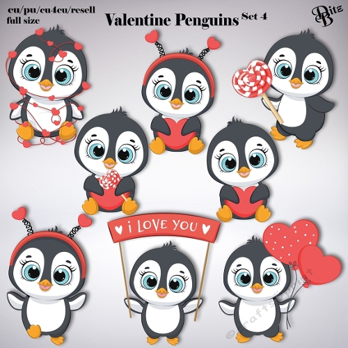 Valentine Penguins Set 4