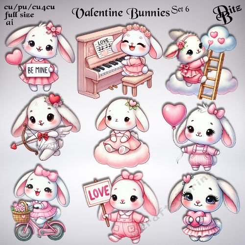 Valentine Bunnies Set 6