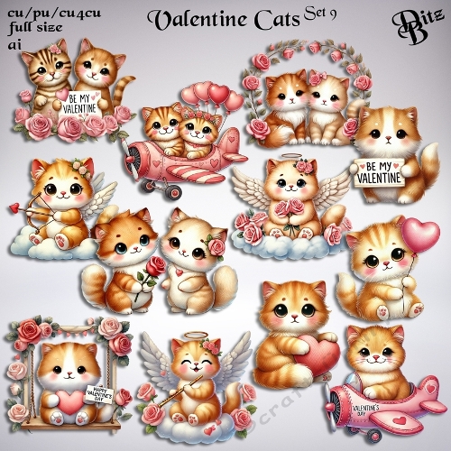 Valentine Cats Set 9