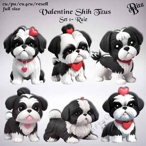 Valentine Shih Tzus Set 1