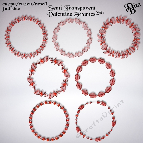 Semi Transparent Valentine Frames Set 1