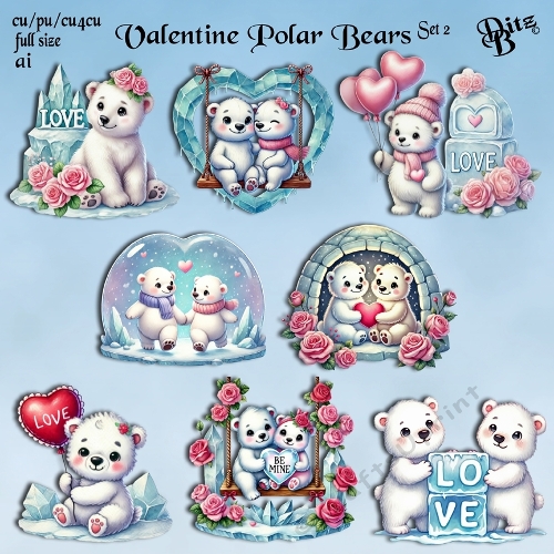 Valentine Polar Bears Set 2