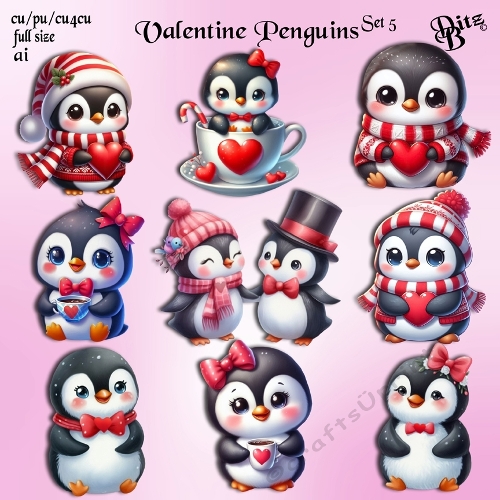Valentine Penguins Set 5