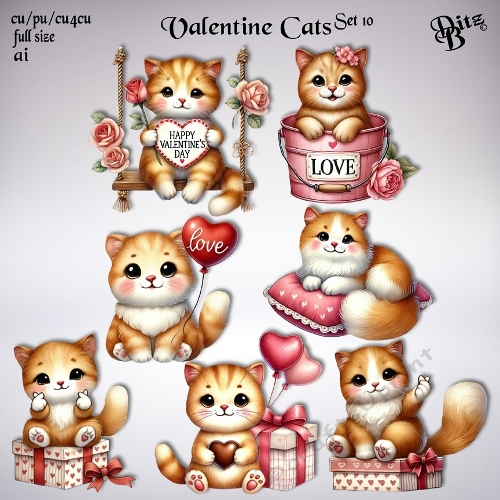 Valentine Cats Set 10