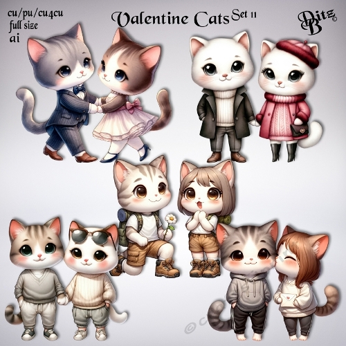 Valentine Cats Set 11