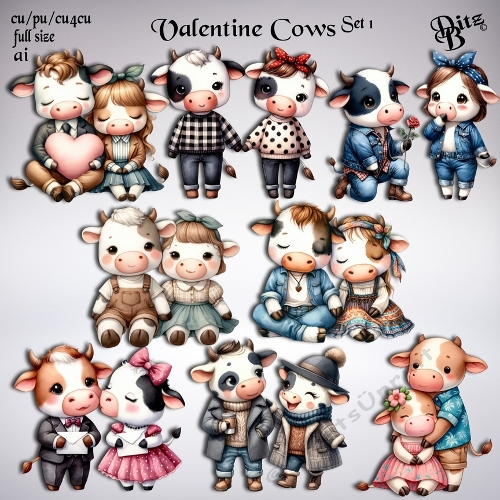 Valentine Cows Set 1