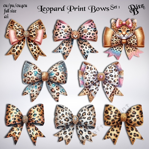 Leopard Print Bows Set 1