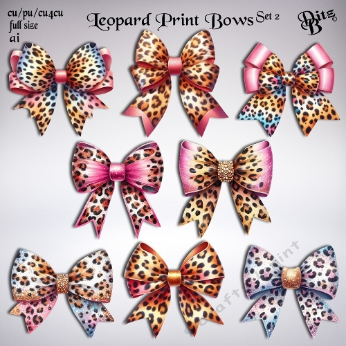 Leopard Print Bows Set 2