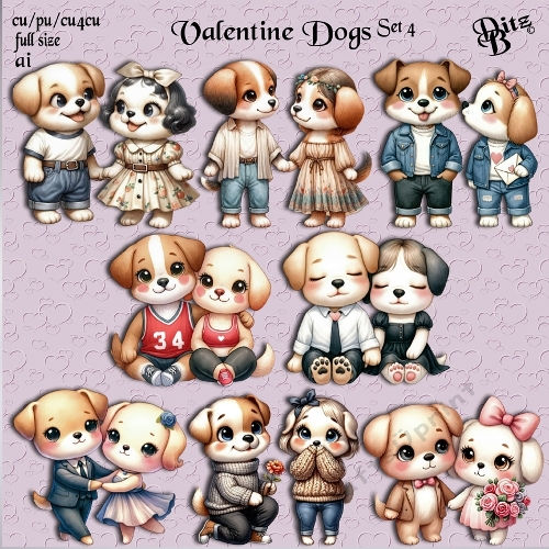 Valentine Dogs Set 4