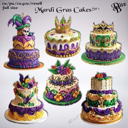 Mardi Gras Cakes Set 1