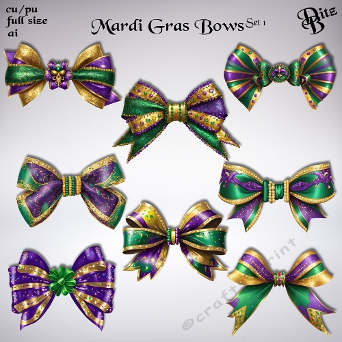 Mardi Gras Bows Set 1