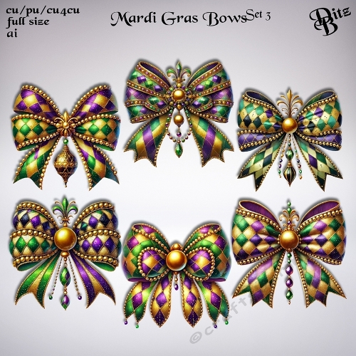 Mardi Gras Bows Set 3