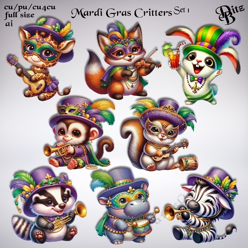 Mardi Gras Critters Set 1