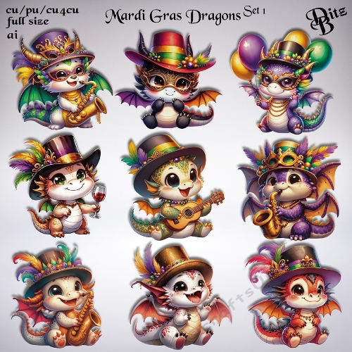 Mardi Gras Dragons Set 1