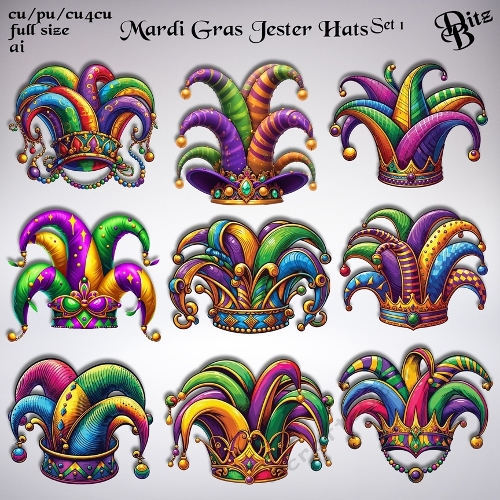 Mardi Gras Jester Hats Set 1