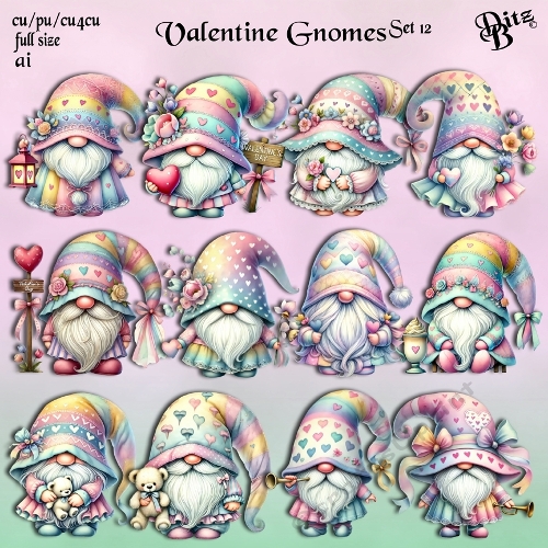 Valentine Gnomes Set 12