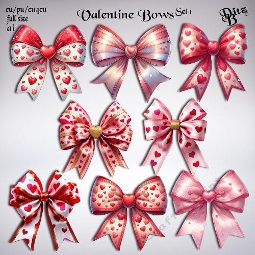 Valentine Bows Set 1