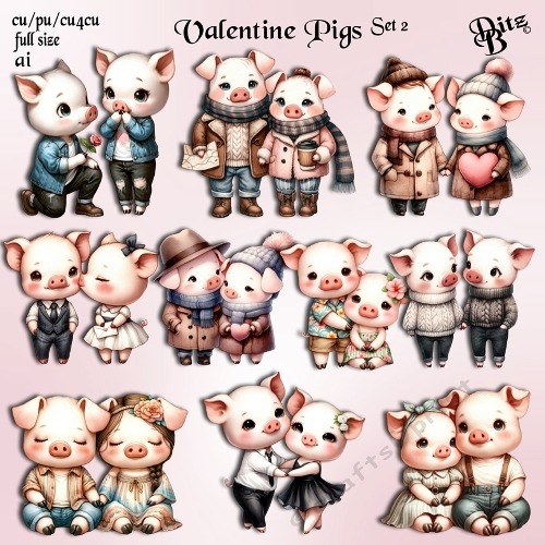 Valentine Pigs Set 2