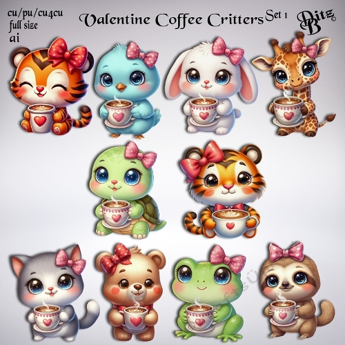 Valentine Coffee Critters Set 1