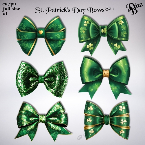 St. Patricks Day Bows Set 1