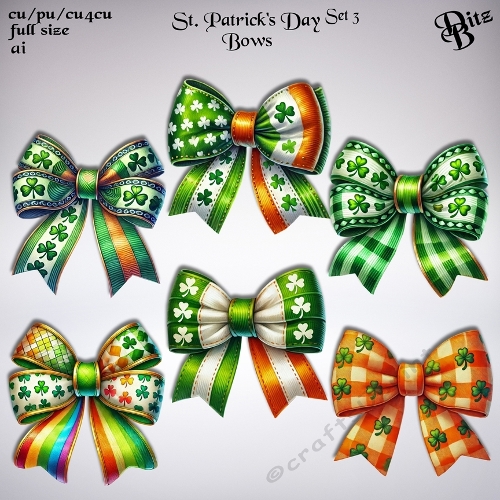 St. Patricks Day Bows Set 3