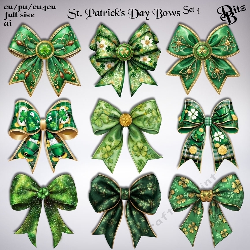 St. Patricks Day Bows Set 4